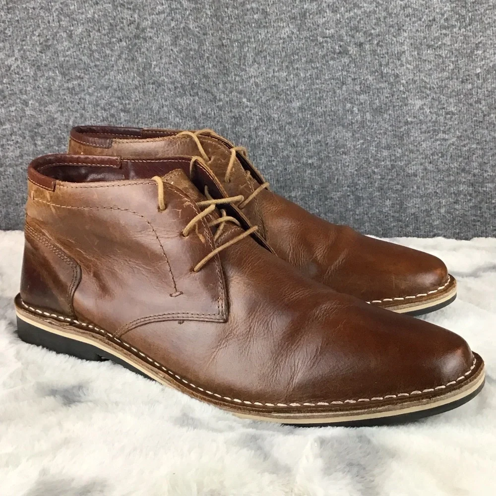 Steve Madden Harken Men's Brown Leather Chukka Boots Size 11.5 - Picture 3 of 11